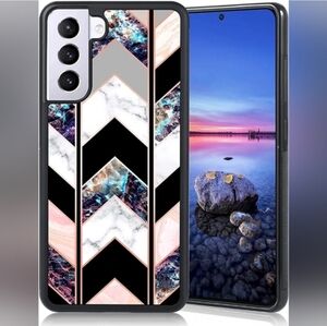 Chic Chevron Black and Pink Phone Case S22 Plus